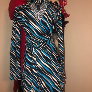 Just in Beautiful Express Turquoise and Black Wrap Dress